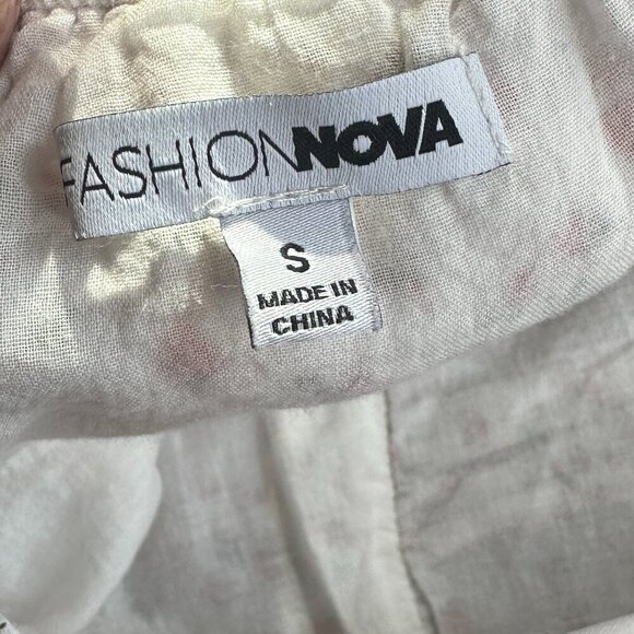 FASHION NOVA Strawberry Print Puff Sleeve Sundress Mini Dress Size Small - Picture 8 of 9